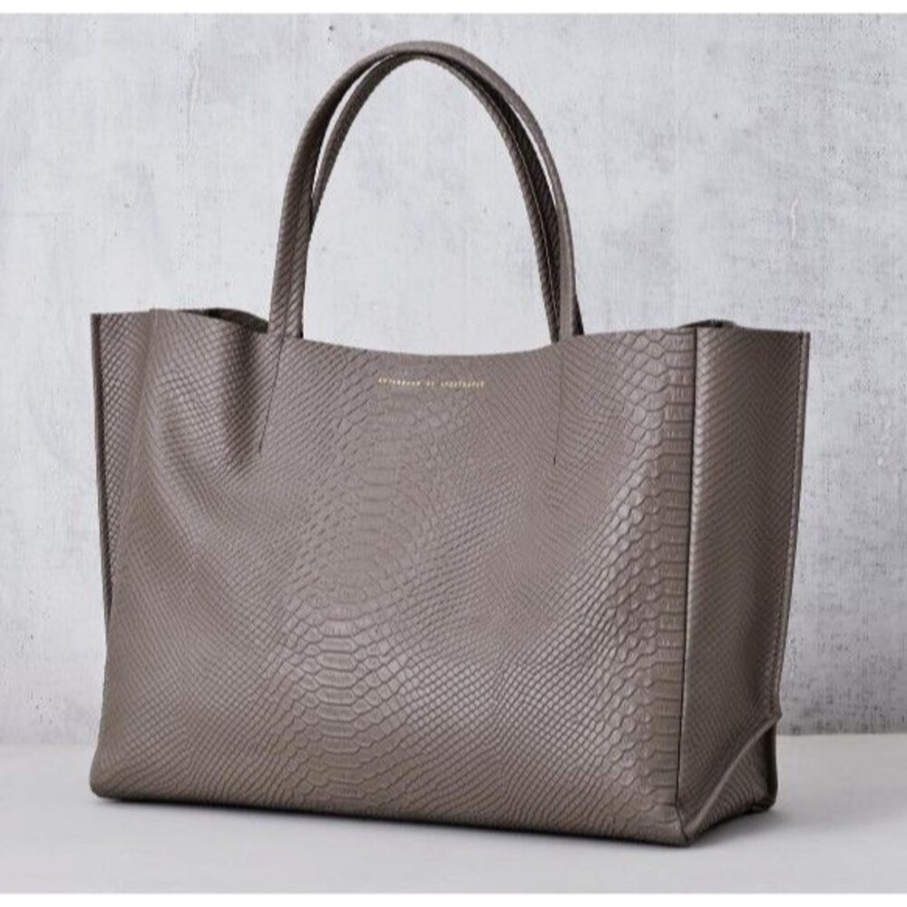 Ampersand As Apostrophe XL Taupe Python 100% Leather Tote - NWT